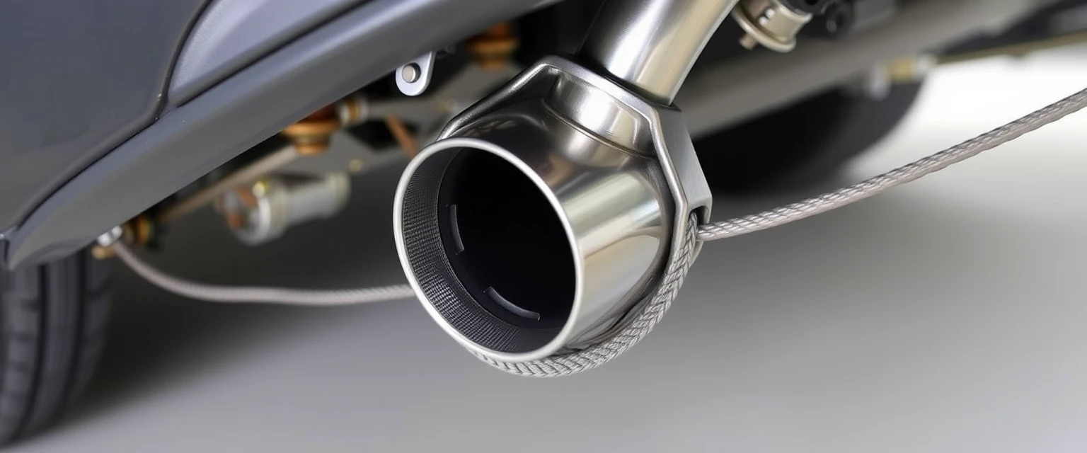 CatLock System - Hardened steel cables securing a catalytic converter